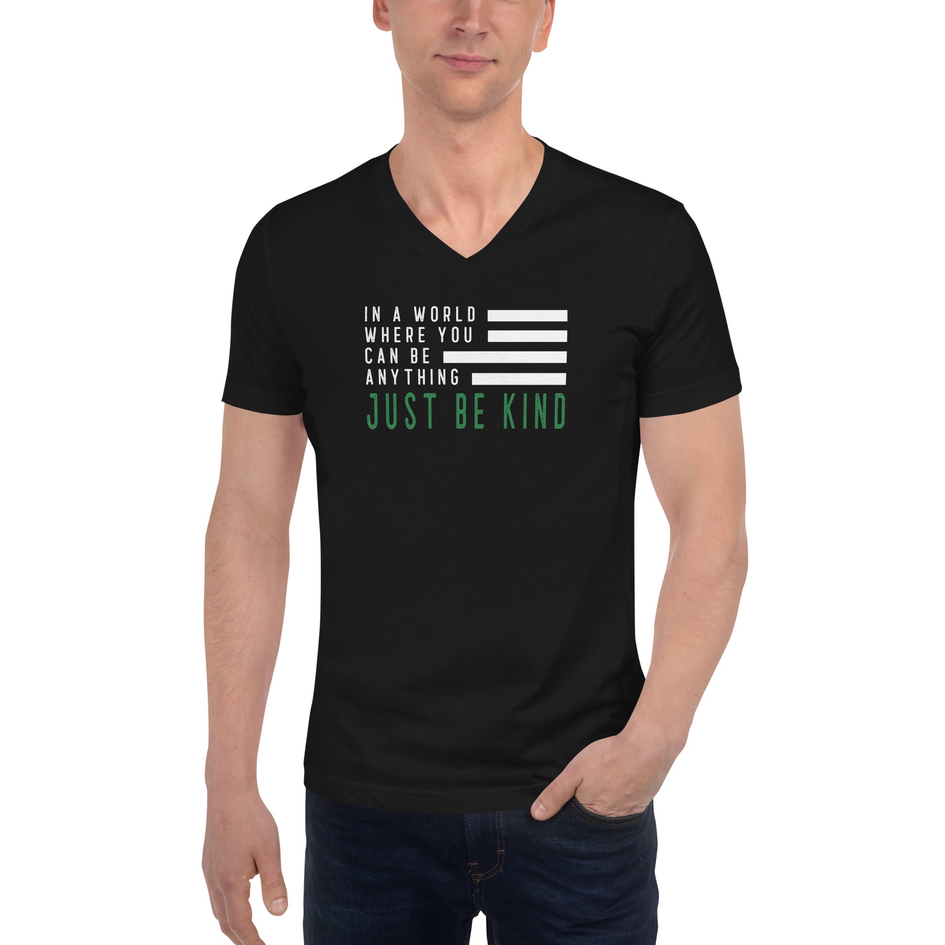 Be Kind V-Neck T-Shirt - Unisex Inspirational Tee | Sasasco